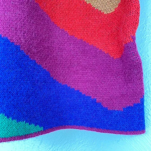 NWT FARM RIO Rainbow Wild Hearts Sweater Dress Bubble Sleeve Mock Neck Mini S - Picture 7 of 14